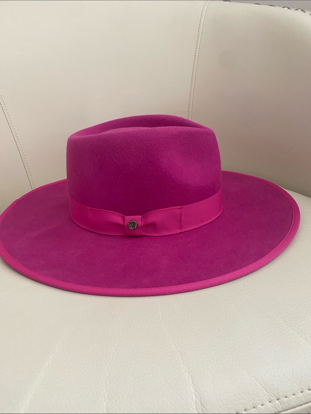 Walrus Wide Brim Wool Felt Fedora Hat - Hot Pink